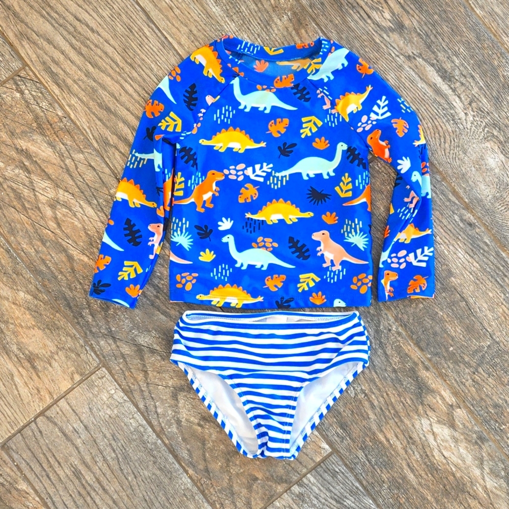 Dinosaur two piece rash guard